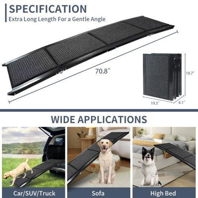 Pet Ramp For Car 71 Long 20 Wide Foldable Portable Non-slip Surface Pet Stair Ramp Extra Wide Pet Ramp Suitable For Medium And Large Dogs Under 250 Lbs