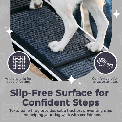 Dog Ramp for Car, SUV & Truck – Wide Folding Ramp for Large Dogs – Non-Slip Rug Surface – Reflective Strips, Portable with Carrying Bag – 63" Long X 17" Wide – Supports up to 200 Lbs