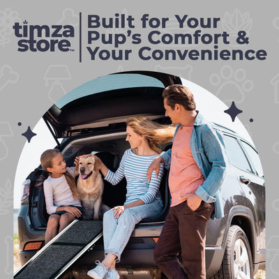 Dog Ramp for Car, SUV & Truck – Wide Folding Ramp for Large Dogs – Non-Slip Rug Surface – Reflective Strips, Portable with Carrying Bag – 63" Long X 17" Wide – Supports up to 200 Lbs